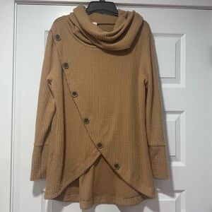 Cozy Tan Cowl Neck Sweater